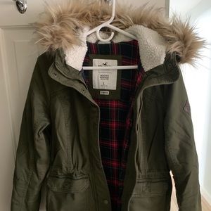 Hollister Jacket with Faux Fur Trim Hood